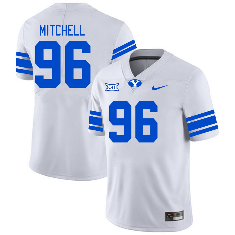 BYU Cougars #96 Bruce Mitchell Big 12 Conference College Football Jerseys Stitched Sale-White